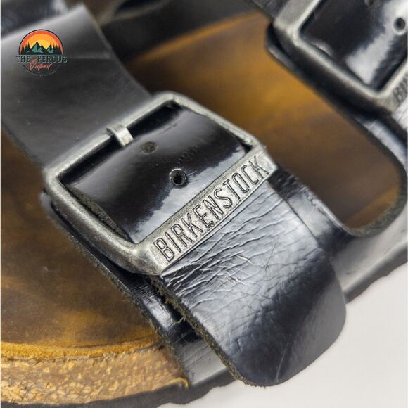 Birkenstock Black Patent Leather Arizona Two Strap Sandals Shoe Womens 9.5 UK 40 - Picture 7 of 16